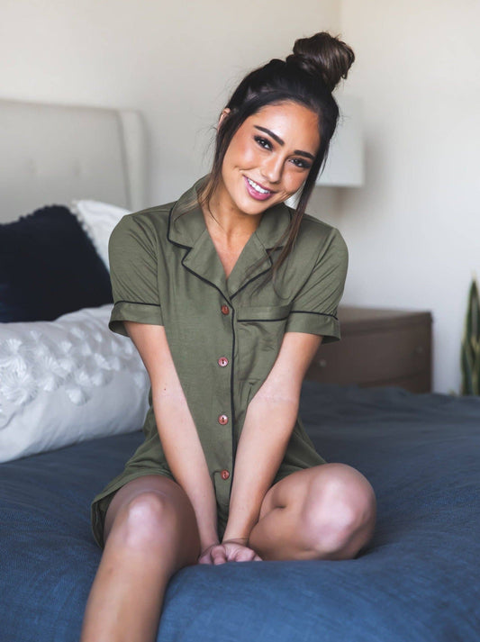 The Elisa Pajama Set: Olive Green