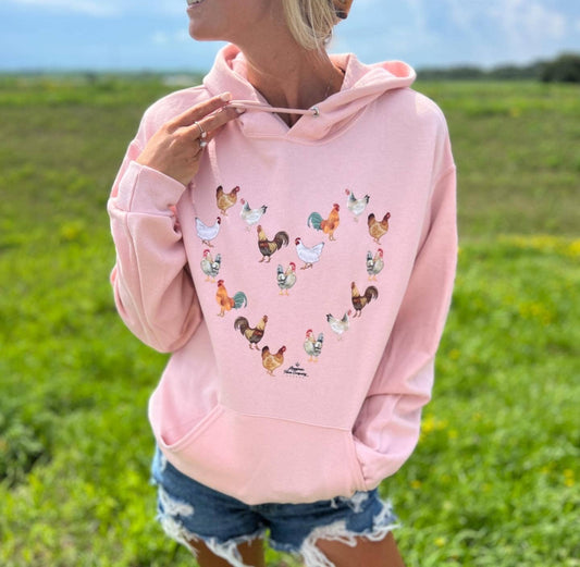 Graphic Western 'Chicken Heart' Pink Hoodie