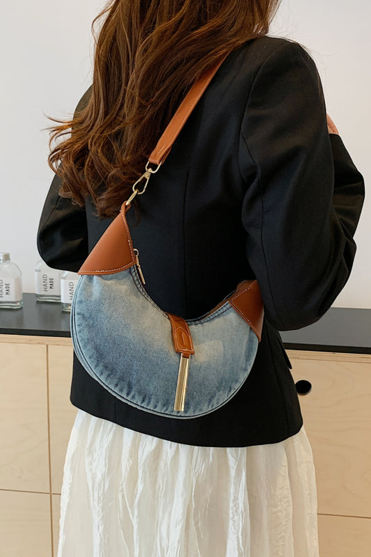 Contrast Denim Shoulder Bag